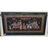 20thC Indian School - a ceremonial parade with figures and elephants  mixed media on paper  14" x