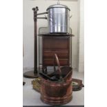 Furniture: to include hearth related items; an early 20thC copper coal scuttle; and a contemporary