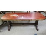 A modern coffee table, the top decorated with an equestrian scene, signed 'David 200', on an oak