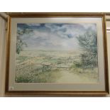 Laura Friend - a view of Coombe Hill  watercolour  bears a signature  29" x 20"  framed