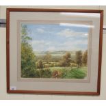 Edward Bateman - a hillside landscape  watercolour  bears a signature & dated '90  17" x 13"  framed