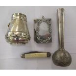 Silver collectables: to include a cream jug; a paperweight; a fruit knife; and a silver plated