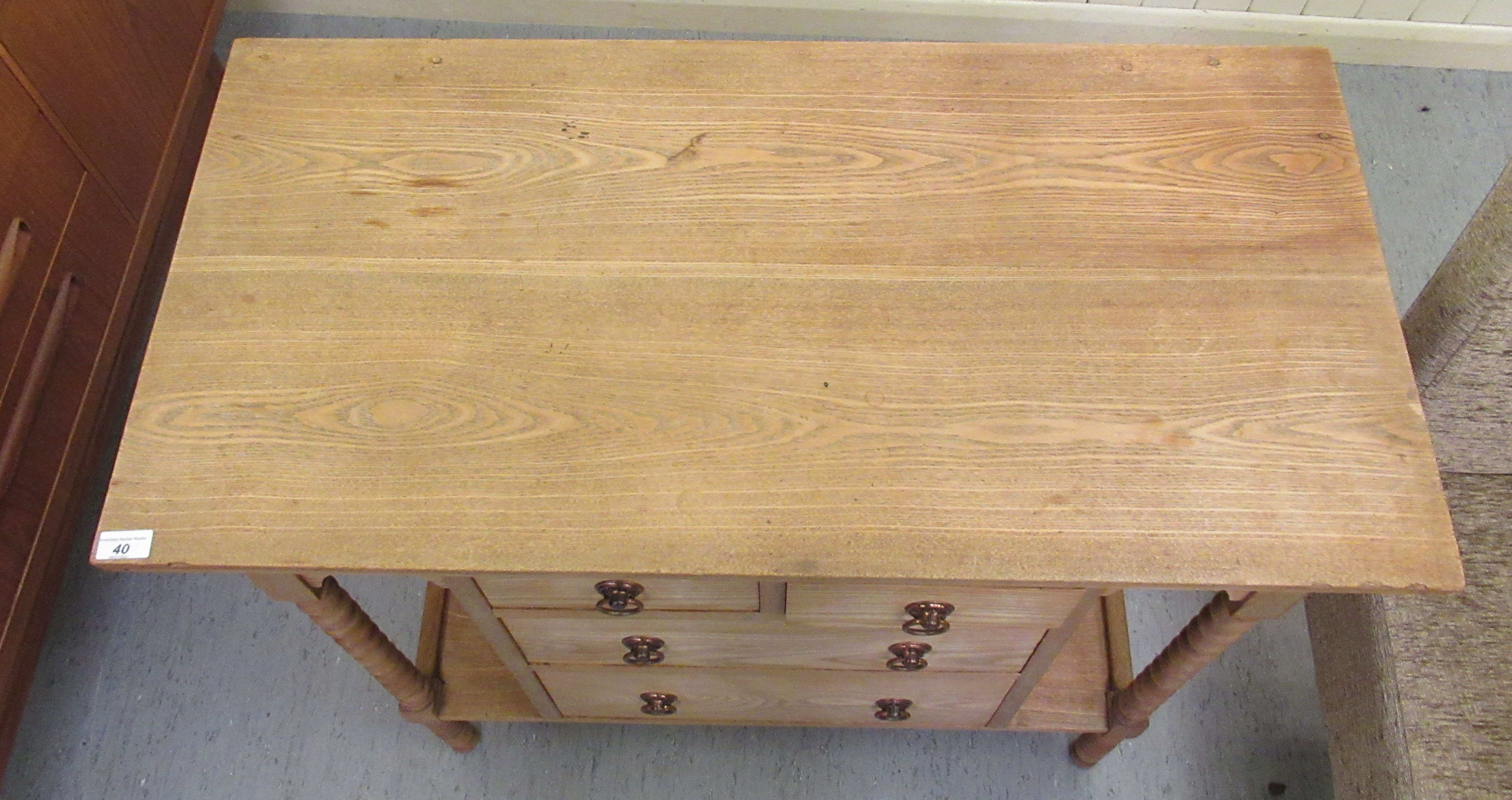 An Edwardian style light oak washstand with two short/two long central drawers, flanked by - Image 2 of 5