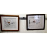 Gill Evans - two studies of Jack Russell's  Limited Edition 238/850 & 469/800 prints  7" x 9"