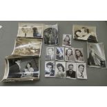 Unframed monochrome photographs of vintage film stars: to include Rosalind Russell, Melvyn Douglas