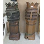A pair of early 20thC terracotta chimneys  43"h