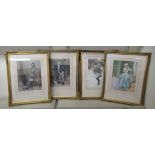 After Frank Reynolds - four figure studies  coloured prints  9.5" x 7"  framed