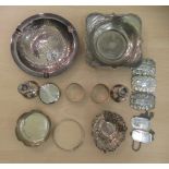 White metal, silver and silver plated items: to include a pair of loaded taperstick holders