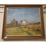 Edward Bateman - a study of farm buildings  oil on board  bears a signature  19" x 23"  framed