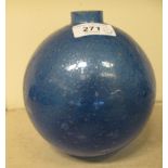 A 20thC aqua blue coloured blown glass vase/paperweight of ball design  6"h