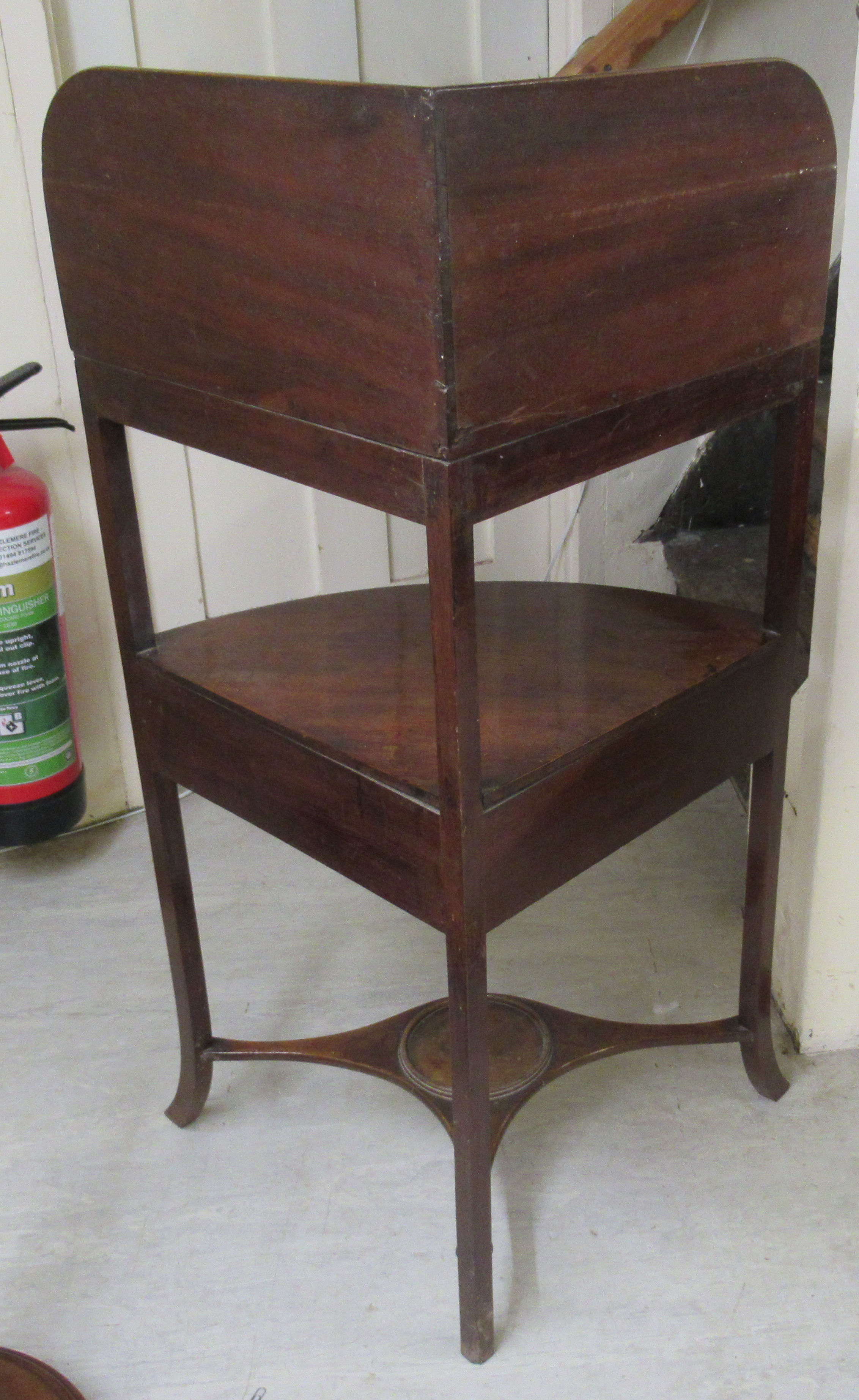 A George III mahogany quadrant washstand, raised on splayed legs  40"h  22"w - Image 2 of 3