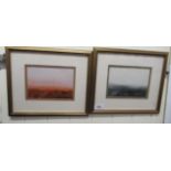 J Ledger - two cityscapes  watercolours  bearing signatures  7" x 5"  framed