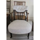 Furniture: to include a late 19thC ebonised nursing chair with a button upholstered back and seat,