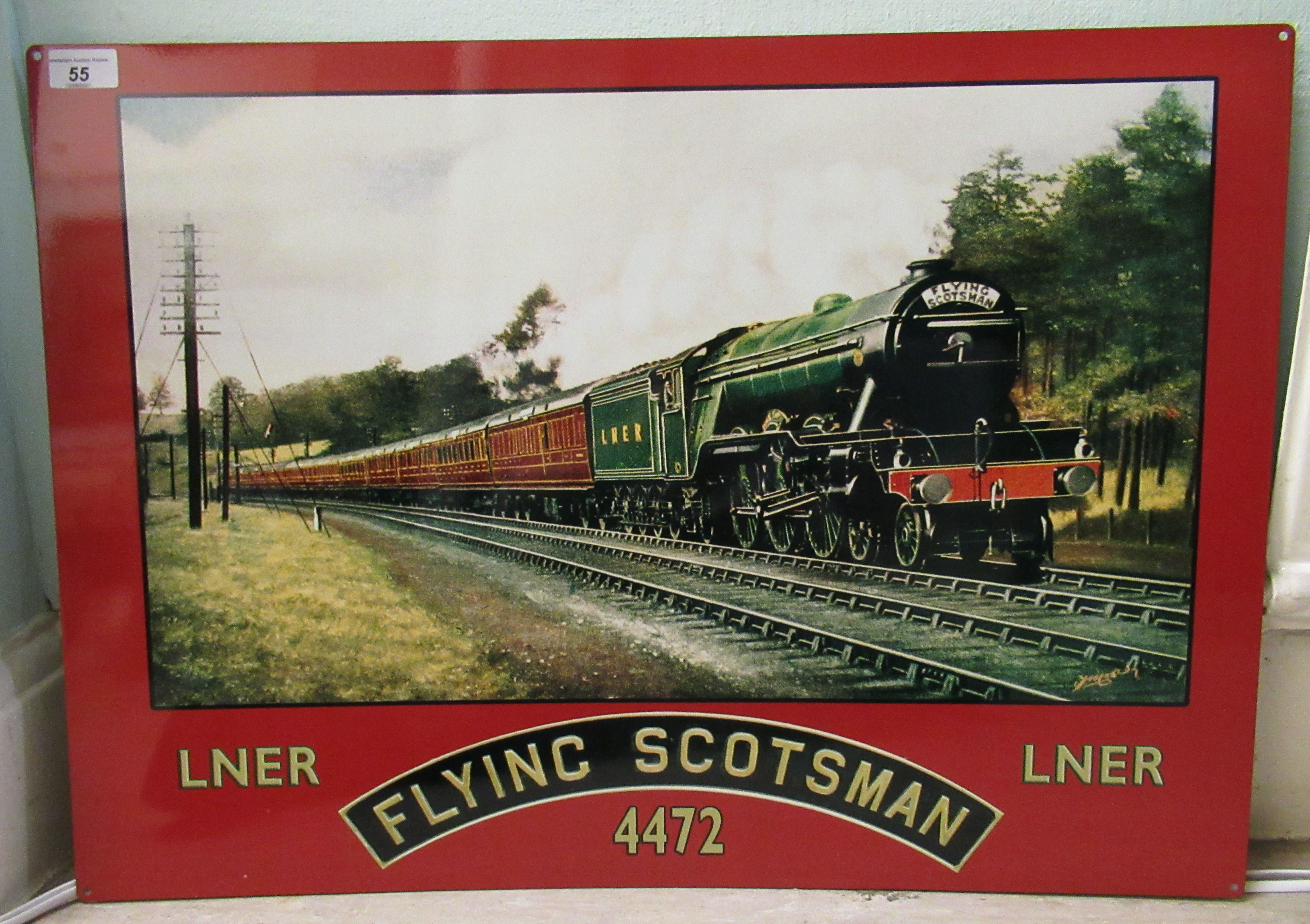 A modern printed metal sign 'LNER Flying Scotsman 4472'  19.5" x 27.5"