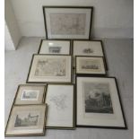 Framed maps and engravings pertaining to the ancient city of St Albans, Hertfordshire: to include an