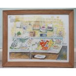 Stephanie Fryer - a fishmongers  artists proof  bears a pencil signature  17" x 14"  framed