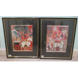 Two modern (possibly) Persian School - ceremonial scenes  coloured prints  10" x 14"  framed