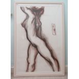 Mircea Marosin - a nude study  pastel  bears initials  25" x 40"  framed