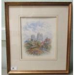 George Fall - 'The Minster, York'  watercolour  bears a signature & label verso  8" x 9.5"  framed