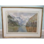 Fred R Fitzgerald - 'The Narrows'  watercolour  bears a signature & gallery label verso  14" x