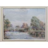 A Kemp Tebby - Summer by the River  watercolour  bears a signature and a gallery label verso  9" x