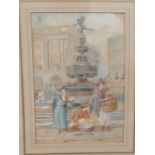 W Duncan - an Edwardian London street scene with flower sellers  watercolour  bears a signature &