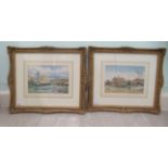 Hill Anderson - two working farm landscapes  watercolours  bearing signature  9.5" x 6.5"  framed