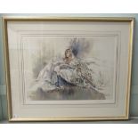 Gordon King - a woman on a bed  Limited Edition coloured print 651/850  bears a blindstamp &