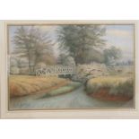 Alf S Watson - 'The Old Wooden Bridge'  watercolour  bears a signature & gallery label verso,