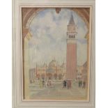 William Bernard Reid - 'St Marks Square, Venice'  watercolour  bears a signature & label verso  7" x