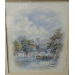 George Fall - 'Barges on the Ouse, York'  watercolour  bears a signature & label verso  8" x 9.5"