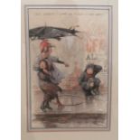 Squire - a rainy street scene  watercolour  bears pencil text & signature with a gallery label verso