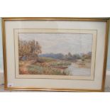 John Heaton - 'Views on the Thames'  watercolour  bears a signature & a gallery label verso  17" x