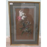 CP - mixed flowers  watercolour  bears initials & gallery label verso, dated 1887  10" x 19"  framed