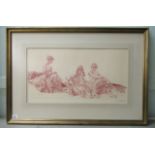 William Russell Flint - three seated woman  monochrome print  bears a pencil signature  23" x 14"