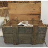 An early 20thC ammunition style pine crate with a detachable lid  14"h  27"w; and 20thC porcelain,