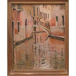 Jeremy Barlow - 'From Fond, Venice'  oil on board  bears a signature & printed label verso  11" x 9"