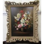 20thC European School (possibly Dutch) - a still life study, mixed flora in a vase  oil on board