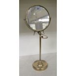 A mid 20thC lacquered brass framed pedestal shaving mirror  18"h