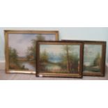 Three framed modern British School - landscapes  oil on canvas  various sizes