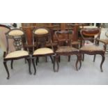 Small furniture: to include a pair of late 19thC rosewood framed balloon back dining chairs,