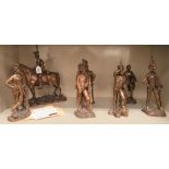 A series of seven Montrose Products Limited Edition bronze effect composition military figures, each