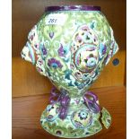 An early 20thC Zsolnay Pecs reticulated china vase, on a pedestal foot  10''h