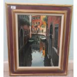 Jeremy Barlow - 'Near Rialto'  oil on board  bears a signature & printed label verso  19" x 15"