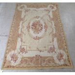 A Belgian design wall hanging with floral decoration, on a beige ground  89'' x 60''