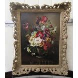 20thC European School  (possibly Dutch) - a still life study, mixed flora on a table  oil on