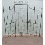 A modern cast metal folding garden screen  71''h  72'' w open