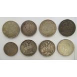 Uncollated coins: three Victorian crowns, St George on the obverse  1896, 1897 and 1888; three