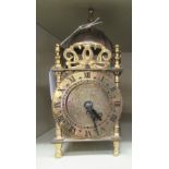 A Smith's Nell Gwynne Bijou brass  cased lantern clock; faced by a Roman dial  7.5"h  boxed