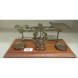Edwardian Samuel Mordon & Co brass balance style postage letter scales with attendant graduated